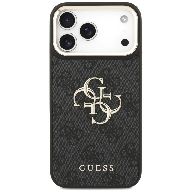 Guess 4G Big 4G Classic Logo Big Strap Metal Buttons vāciņš ar siksnu Apple iPhone 18 Pro / 17 Pro, melns