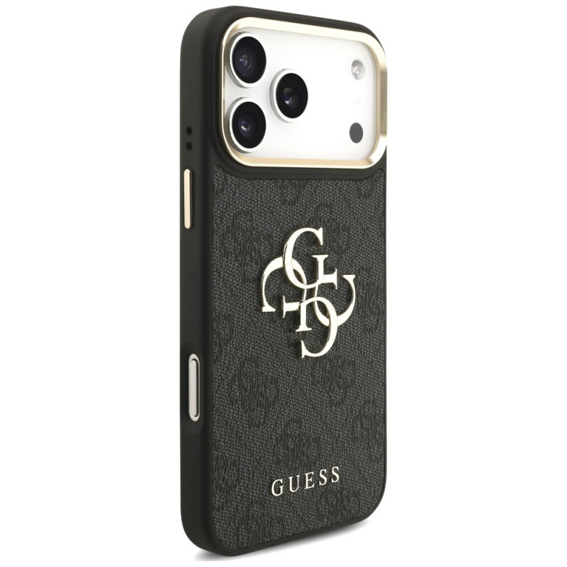 Guess 4G Big 4G Classic Logo Big Strap Metal Buttons vāciņš ar siksnu Apple iPhone 18 Pro / 17 Pro, melns