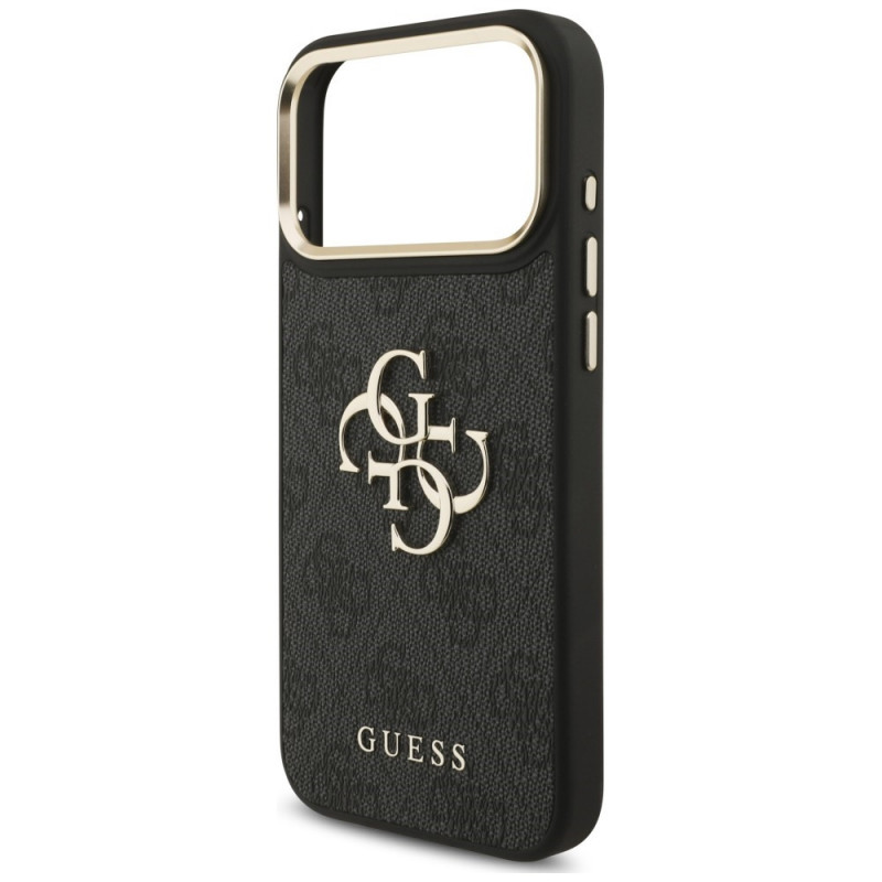 Guess 4G Big 4G Classic Logo Big Strap Metal Buttons vāciņš ar siksnu Apple iPhone 18 Pro / 17 Pro, melns