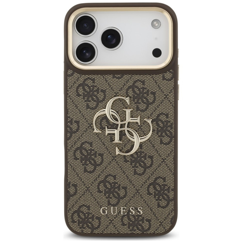 Guess 4G Big 4G Classic Logo Big Strap Metal Buttons vāciņš ar siksnu Apple iPhone 18 Pro Max / 17 Pro Max, brūns