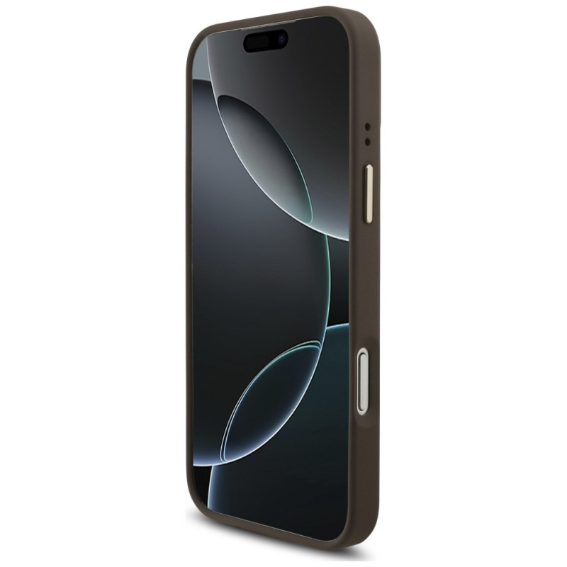 Guess 4G Big 4G Classic Logo Big Strap Metal Buttons vāciņš ar siksnu Apple iPhone 18 Pro Max / 17 Pro Max, brūns