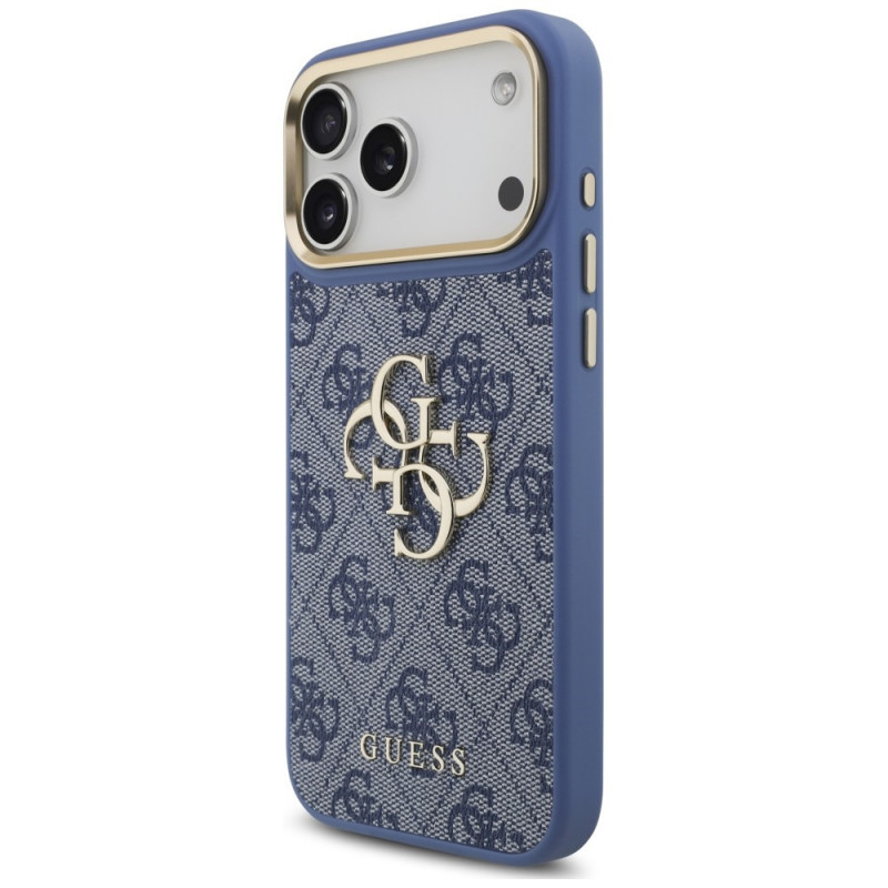 Guess 4G Big 4G Classic Logo Big Strap Metal Buttons aizsargapvalks ar siksniņu Apple iPhone 18 Pro Max / 17 Pro Max, zils