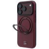 Mercedes-Benz Leather with Ring Stand MagSafe apvalks Apple iPhone 18 Pro / 17 Pro, bordo