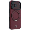 Mercedes-Benz Leather with Ring Stand MagSafe apvalks Apple iPhone 18 Pro / 17 Pro, bordo