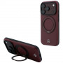 Mercedes-Benz Leather with Ring Stand MagSafe apvalks ar gredzenveida statīvu Apple iPhone 18 Pro Max / 17 Pro Max, bordo
