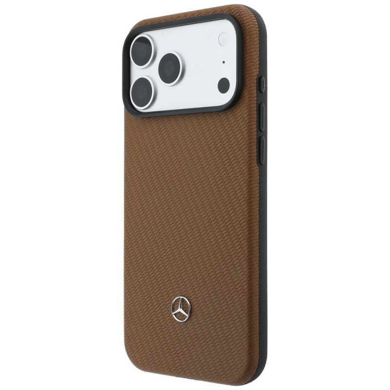 Mercedes-Benz Grill Pattern Leather MagSafe maciņš un karšu maka komplekts Apple iPhone 18 Pro Max / 17 Pro Max, camel
