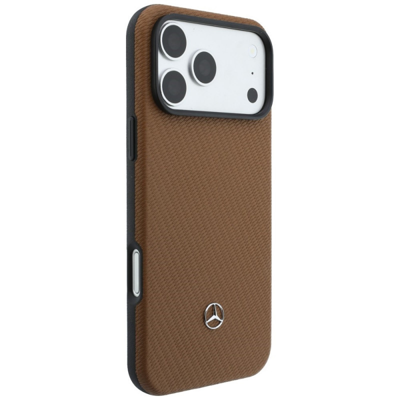 Mercedes-Benz Grill Pattern Leather MagSafe maciņš un karšu maka komplekts Apple iPhone 18 Pro Max / 17 Pro Max, camel