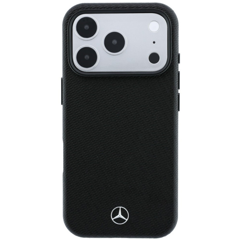 Mercedes-Benz maciņš ar grill rakstu un karšu turētājs, ādas MagSafe Apple iPhone 18 Pro Max / 17 Pro Max, melns