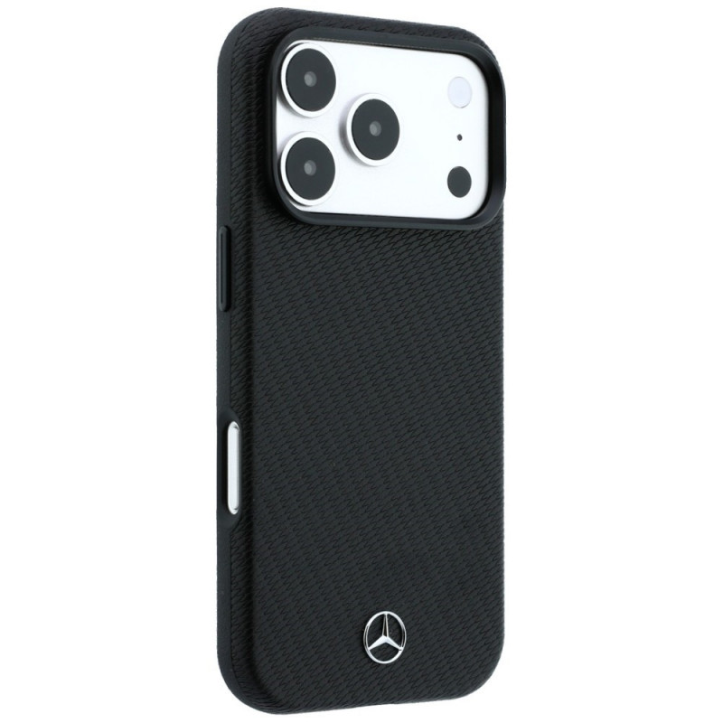 Mercedes-Benz maciņš ar grill rakstu un karšu turētājs, ādas MagSafe Apple iPhone 18 Pro Max / 17 Pro Max, melns