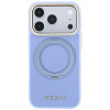 Guess Ring Stand 360 Grained Classic Logo MagSafe vāciņš Apple iPhone 18 Pro Max / 17 Pro Max, gaiši zils