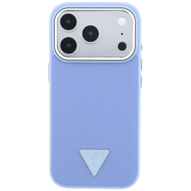 Guess Grained Triangle Logo MagSafe cietais maciņš Apple iPhone 18 Pro / 17 Pro, zils