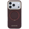 Guess Ring Stand 360 Grained Classic Logo MagSafe apvalks Apple iPhone 18 Pro / 17 Pro, bordo