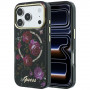 Guess GUE6042 IML Glitter Blossom Roses MagSafe cietais maciņš Apple iPhone 18 Pro Max / 17 Pro Max, melns