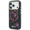 Guess GUE6042 IML Glitter Blossom Roses MagSafe cietais maciņš Apple iPhone 18 Pro Max / 17 Pro Max, melns