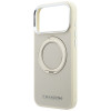 Karl Lagerfeld Ring Stand 360 Saffiano Classic Logo MagSafe vāciņš Apple iPhone 18 Pro / 17 Pro, bēšs