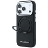 Karl Lagerfeld Ring Stand 360 Saffiano Classic Logo MagSafe vāciņš Apple iPhone 18 Pro / 17 Pro, melns (KF003179)