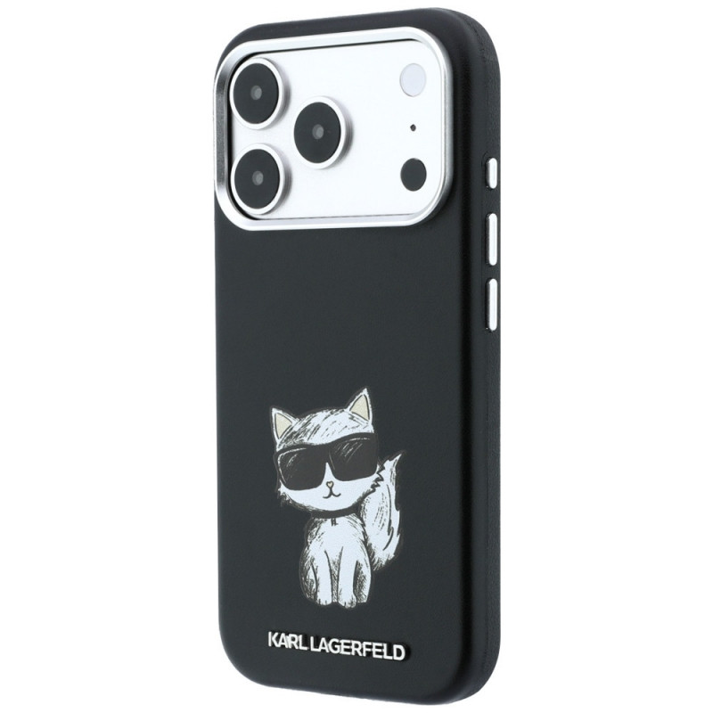 Karl Lagerfeld Smooth Choupette Sketch MagSafe vāciņš Apple iPhone 18 Pro Max / 17 Pro Max, melns