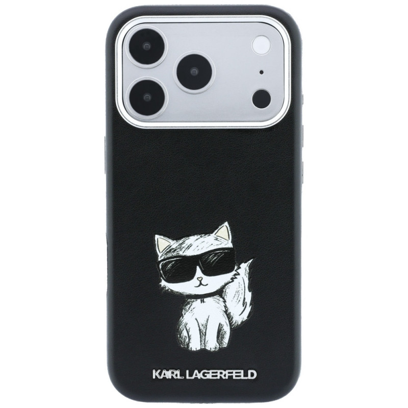 Karl Lagerfeld Smooth Choupette Sketch MagSafe vāciņš Apple iPhone 18 Pro Max / 17 Pro Max, melns