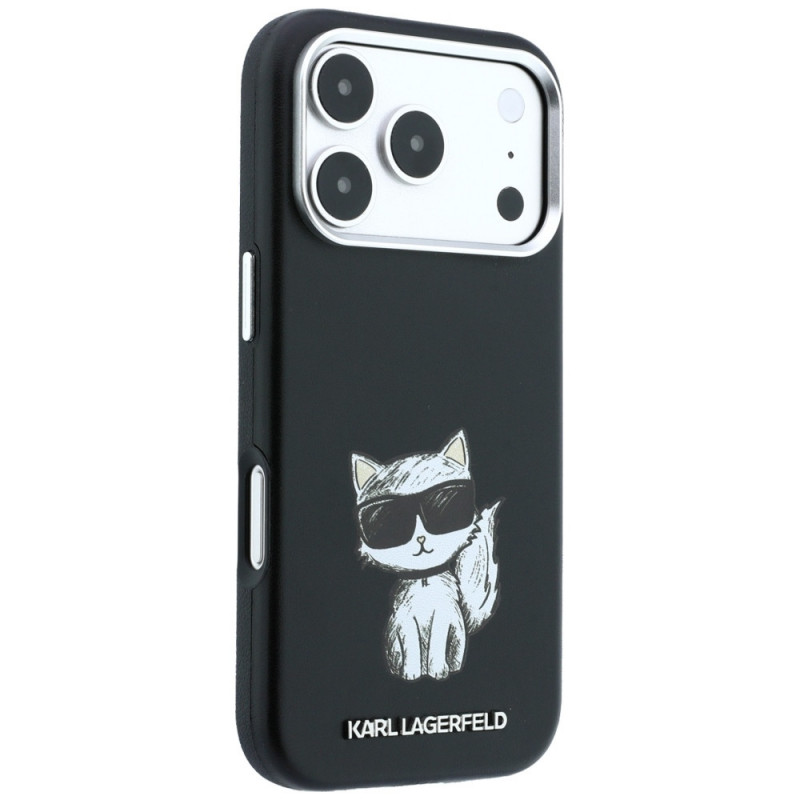 Karl Lagerfeld Smooth Choupette Sketch MagSafe vāciņš Apple iPhone 18 Pro Max / 17 Pro Max, melns