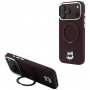 Karl Lagerfeld with Ring Stand 360 Choupette Head Pin MagSafe vāciņš Apple iPhone 18 Pro / 17 Pro, bordo (KLD22763)