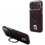 Karl Lagerfeld ar Ring Stand 360 Karl Head Pin MagSafe vāciņš Apple iPhone 18 Pro Max / 17 Pro Max, Burgundy