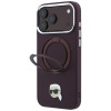 Karl Lagerfeld ar Ring Stand 360 Karl Head Pin MagSafe vāciņš Apple iPhone 18 Pro Max / 17 Pro Max, Burgundy