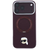 Karl Lagerfeld ar Ring Stand 360 Karl Head Pin MagSafe vāciņš Apple iPhone 18 Pro Max / 17 Pro Max, Burgundy