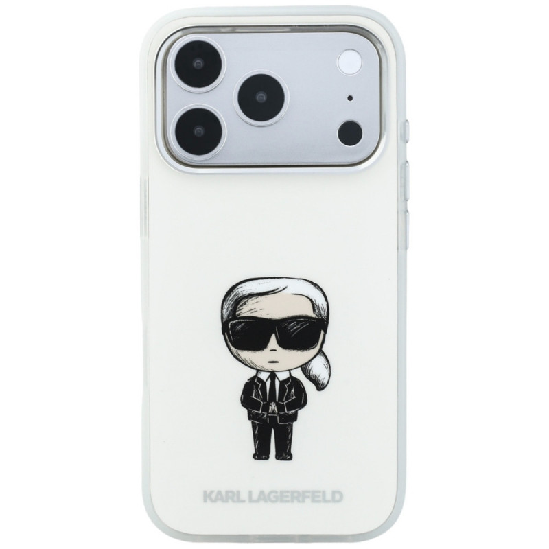 Karl Lagerfeld IML Ikonik Sketch Print MagSafe vāciņš Apple iPhone 18 Pro Max / 17 Pro Max, bēšs (KLD22794)