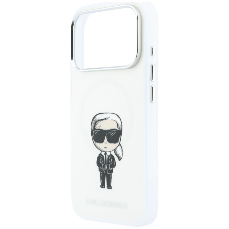 Karl Lagerfeld IML Ikonik Sketch Print MagSafe vāciņš Apple iPhone 18 Pro Max / 17 Pro Max, bēšs (KLD22794)