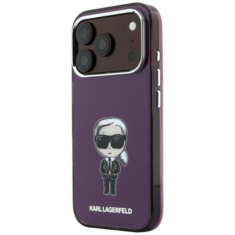 Karl Lagerfeld IML Ikonik Sketch Print MagSafe vāciņš Apple iPhone 18 Pro / 17 Pro, Burgundy