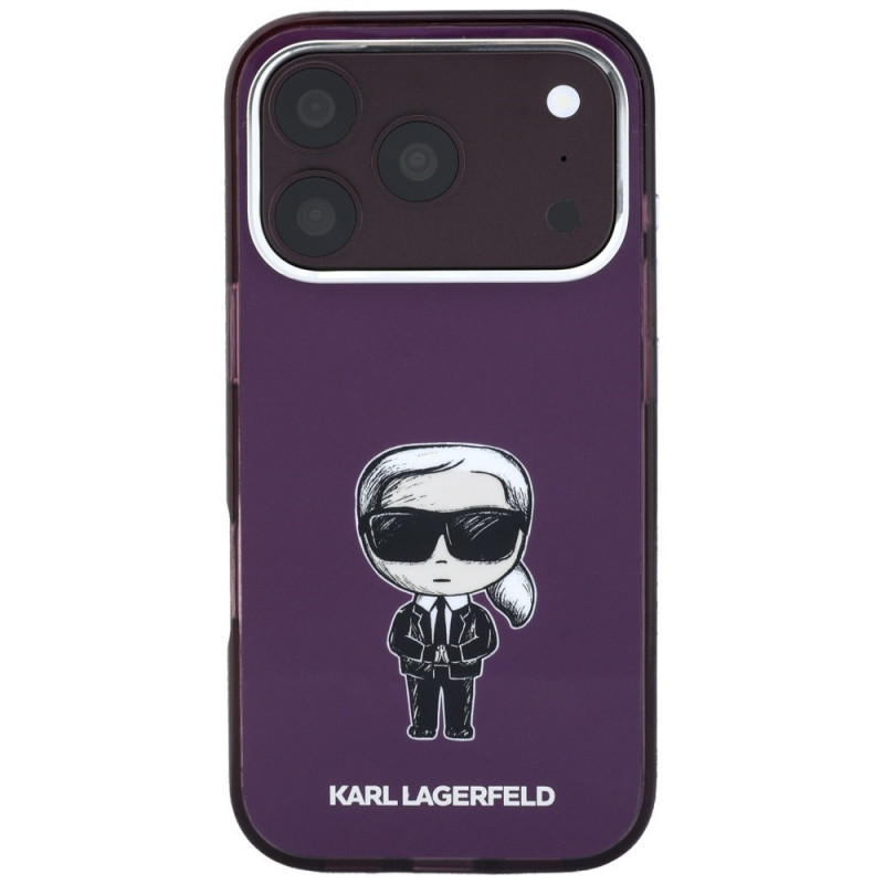 Karl Lagerfeld IML Ikonik Sketch Print MagSafe vāciņš Apple iPhone 18 Pro / 17 Pro, Burgundy