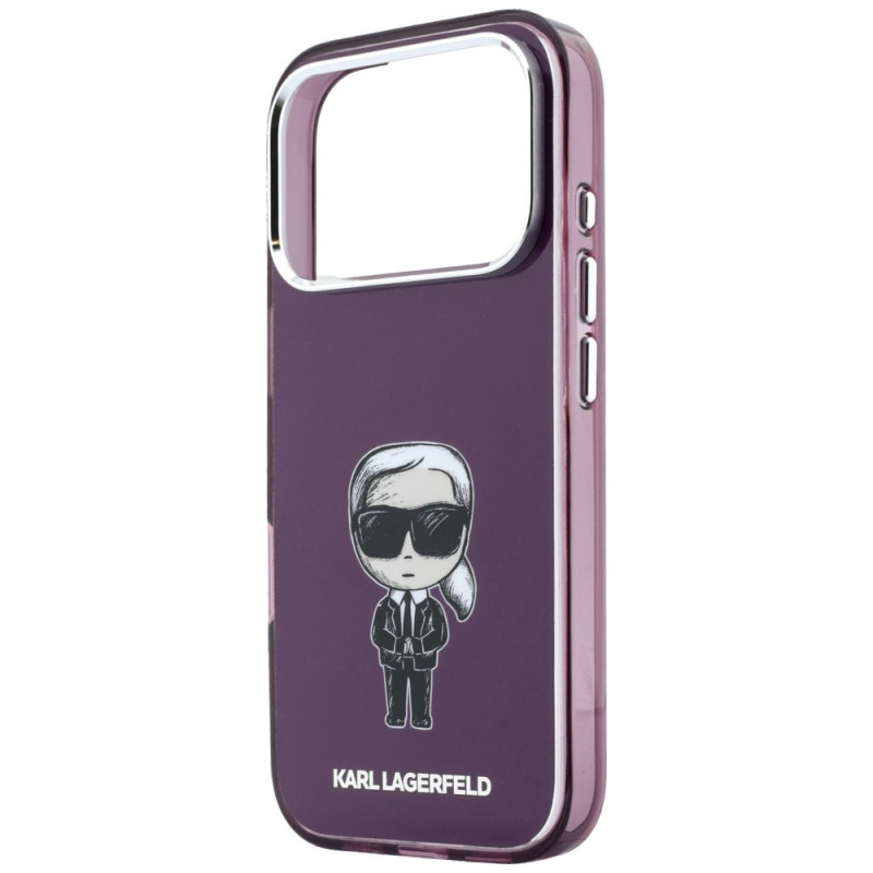 Karl Lagerfeld IML Ikonik Sketch Print MagSafe vāciņš Apple iPhone 18 Pro / 17 Pro, Burgundy