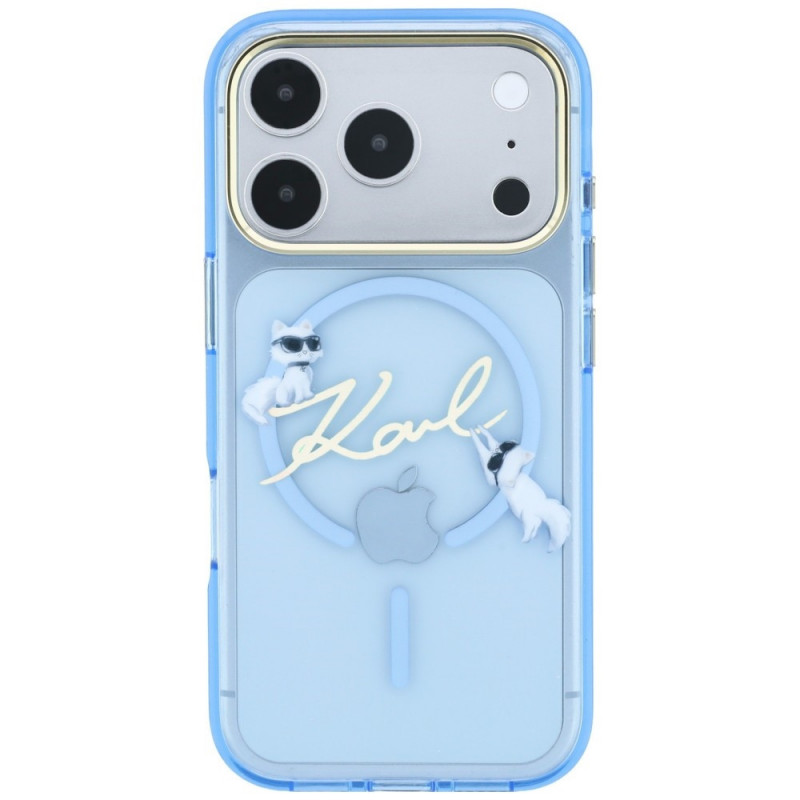 Karl Lagerfeld Script Logo MagSafe vāciņš Apple iPhone 18 Pro / 17 Pro, gaiši zils