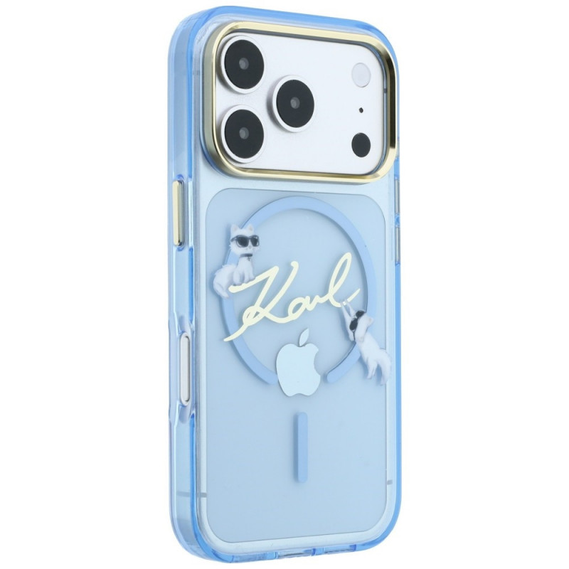 Karl Lagerfeld Script Logo MagSafe vāciņš Apple iPhone 18 Pro / 17 Pro, gaiši zils