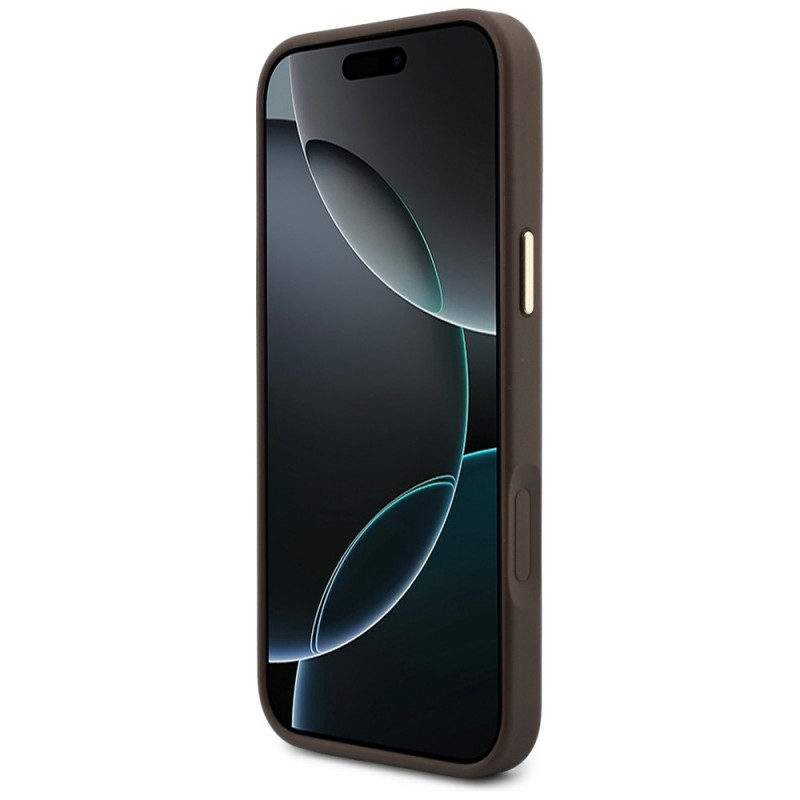 Guess 4G maciņš ar somiņu un auklu, MagSafe, Apple iPhone 18 Pro / 17 Pro, brūns