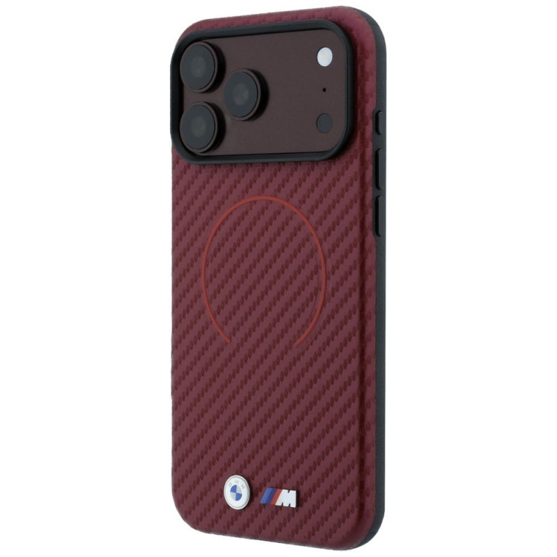 BMW M Carbon Printed Ring MagSafe maciņš Apple iPhone 18 Pro / 17 Pro, bordo