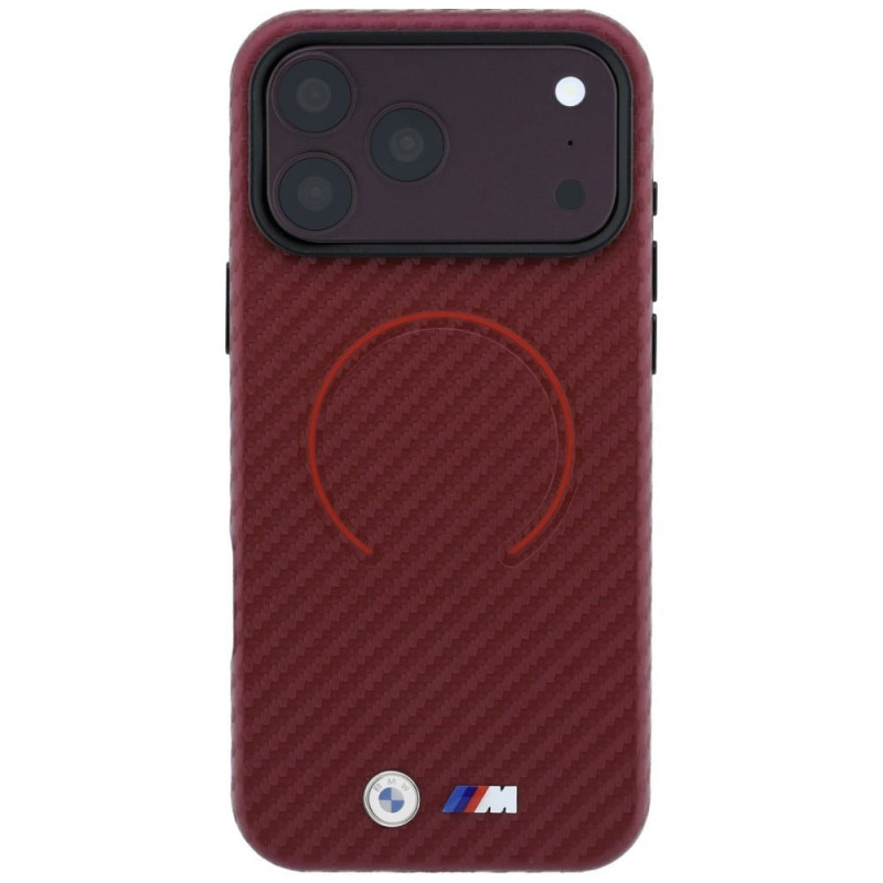 BMW M Carbon Printed Ring MagSafe maciņš Apple iPhone 18 Pro / 17 Pro, bordo
