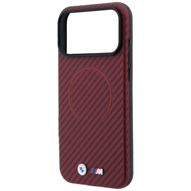 BMW M Carbon Printed Ring MagSafe maciņš Apple iPhone 18 Pro / 17 Pro, bordo