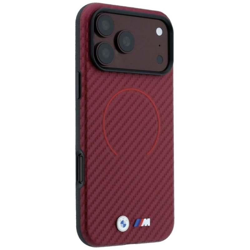 BMW M Carbon Printed Ring MagSafe maciņš Apple iPhone 18 Pro Max / 17 Pro Max, sarkans