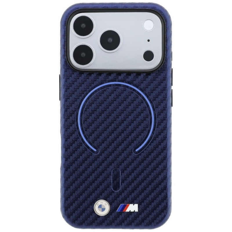 BMW M Carbon Printed Ring MagSafe vāciņš Apple iPhone 18 Pro / 17 Pro, tumši zilā krāsā