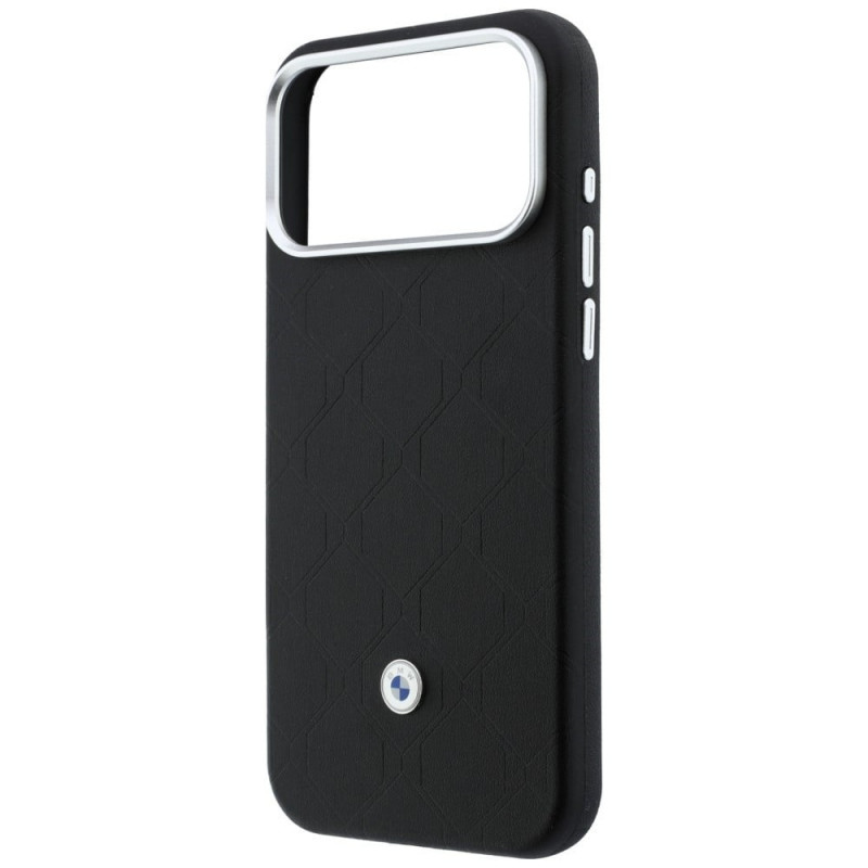 BMW Quilted Pattern Metal Logo maciņš un somiņas komplekts Apple iPhone 18 Pro / 17 Pro, melns