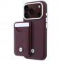 BMW Quilted Pattern Metal Logo maciņš un somiņas komplekts Apple iPhone 18 Pro / 17 Pro, bordo