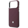 BMW Quilted Pattern Metal Logo maciņš un somiņas komplekts Apple iPhone 18 Pro / 17 Pro, bordo