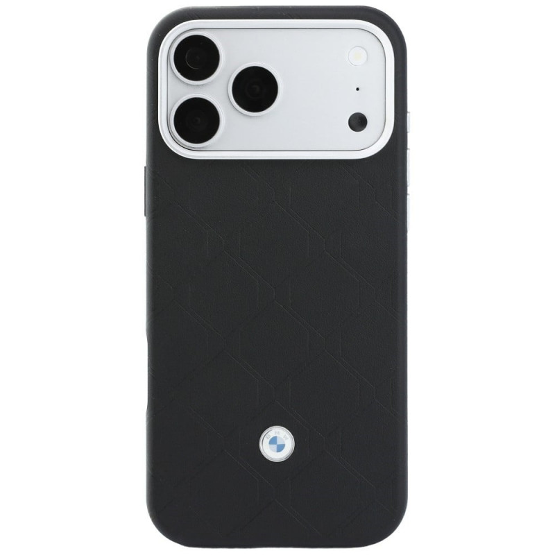 BMW Quilted Pattern Metal Logo maciņš un somiņas komplekts Apple iPhone 18 Pro Max / 17 Pro Max, melns