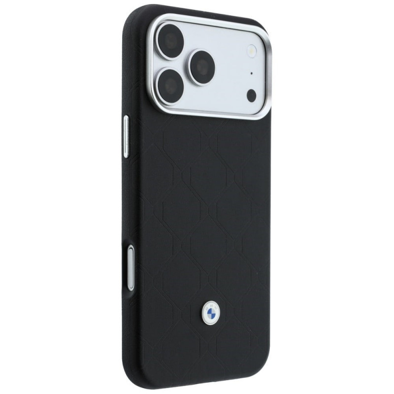 BMW Quilted Pattern Metal Logo maciņš un somiņas komplekts Apple iPhone 18 Pro Max / 17 Pro Max, melns