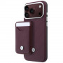 BMW Quilted Pattern Metal Logo maciņš un somiņas komplekts Apple iPhone 18 Pro Max / 17 Pro Max, bordo