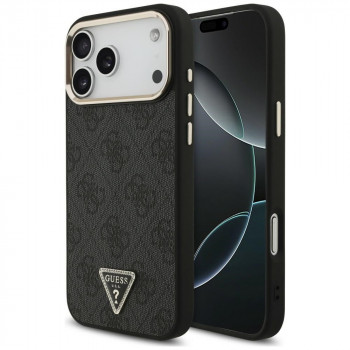 Guess 4G Triangle Logo MagSafe vāciņš Apple iPhone 18 Pro Max / 17 Pro Max, melns zelts