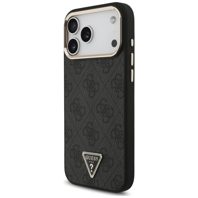 Guess 4G Triangle Logo MagSafe vāciņš Apple iPhone 18 Pro Max / 17 Pro Max, melns zelts