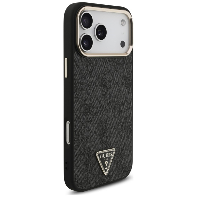 Guess 4G Triangle Logo MagSafe vāciņš Apple iPhone 18 Pro Max / 17 Pro Max, melns zelts