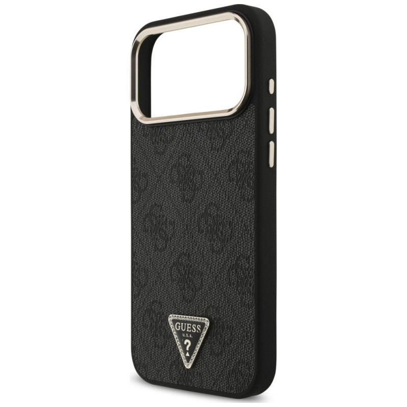 Guess 4G Triangle Logo MagSafe vāciņš Apple iPhone 18 Pro Max / 17 Pro Max, melns zelts